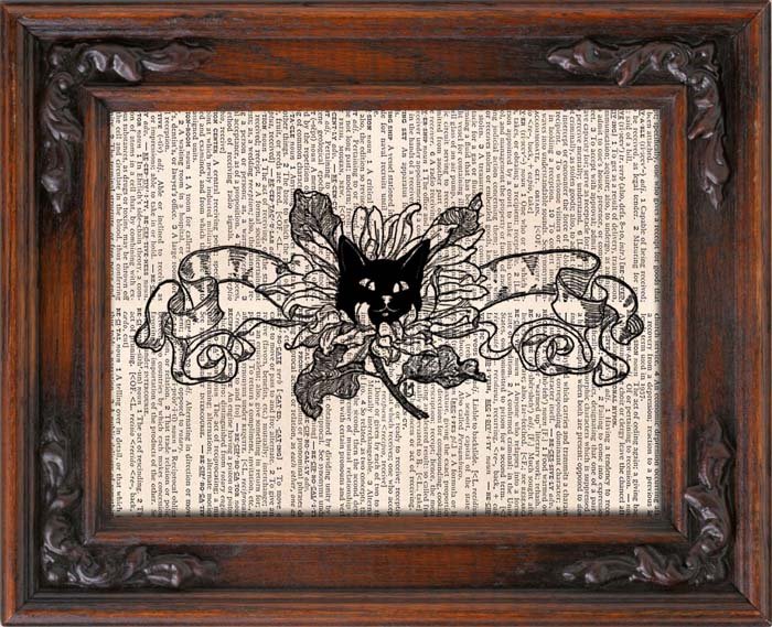 Art Print, Vintage, CAT, ORNAMENTAL, Dictionary Page Print 0083