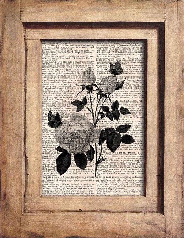 Vintage Roses Dictionary Page Print 0067