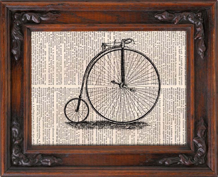Art Print, Vintage BICYCLE, Dictionary Page Print 0035