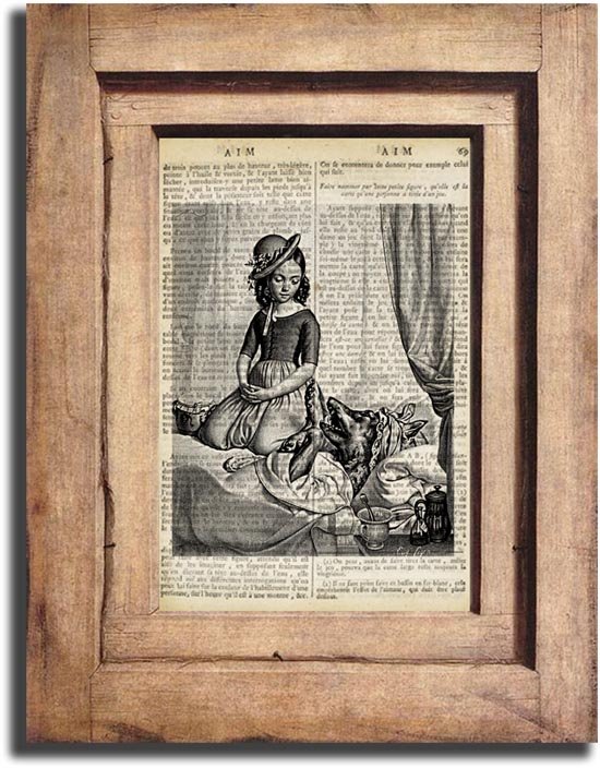 Vintage Little Red RIDING HOOD Dictionary Page Print 0027