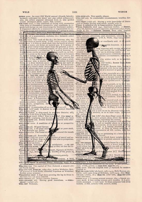 Art Print, Anatomical, Vintage, SKELETONS Dictionary Page Print 0024