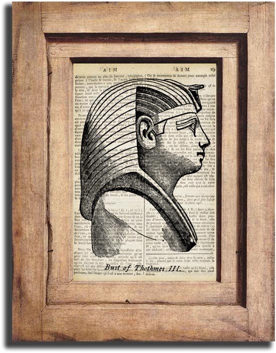 Art Print, Vintage, Illustration, Bust of Thothmes III Dictionary Page Print 0020
