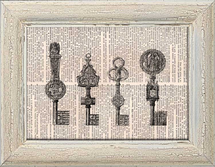 Art Print, Vintage KEYS Dictionary Page Print 0019