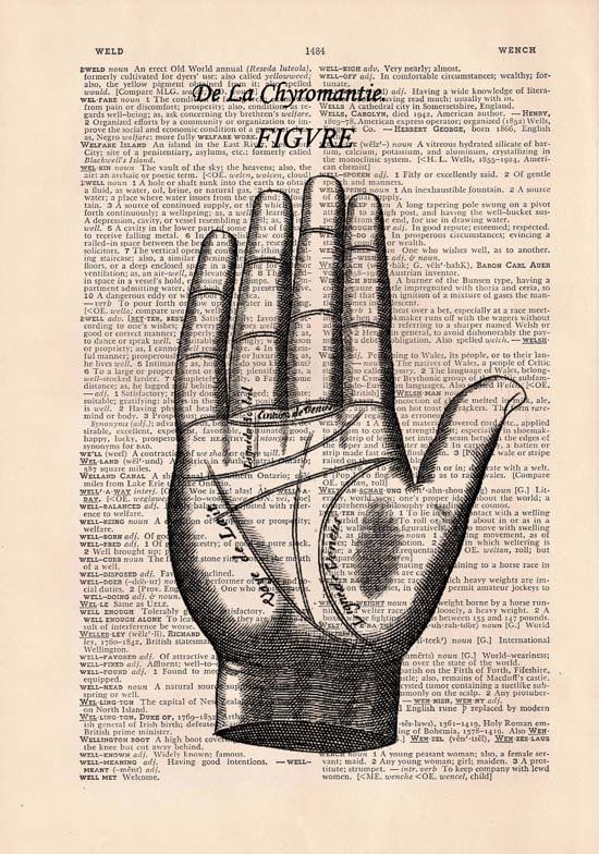Art Print, Vintage DE LA CHYROMANTIE Dictionary Page Print 0016
