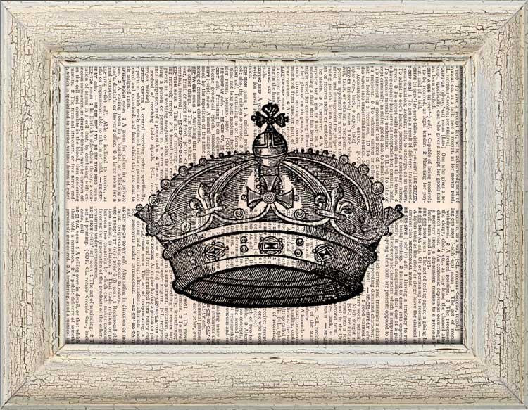Art Print, Vintage CROWN Dictionary Page Print 0007