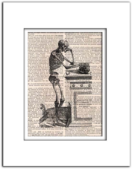 Art Print Vintage SKELETON Dictionary Print 0005