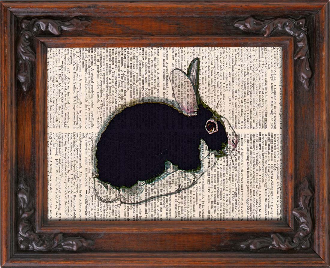Art Print, Vintage, Rabbit Dictionary Page Print 0068