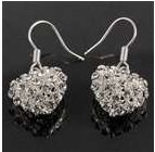 Glamorous Designer Crystal 925 Silver Earrings (Heart Design)