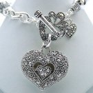 Marcasite Style Victorian Heart Bracelet Jewelry Bali Beads Charm Silver Toggle