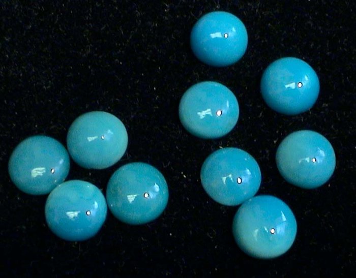 Set of FIVE 5mm Turquoise Cabochons
