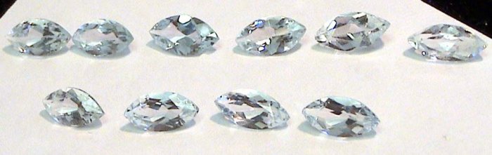 Set of FIVE 5 x 2.5 mm Marquise Aquamarine