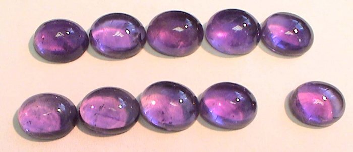 Set of FIVE 6 x 4 mm Amethyst Cabochons