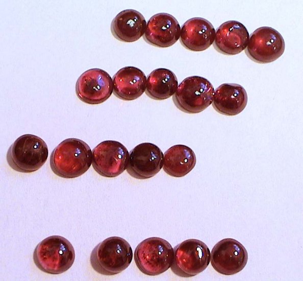 Set of FIVE Genuine Garnet Cabochons