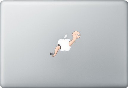 Worm macbook sticker