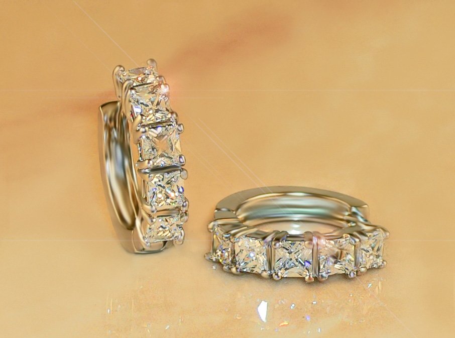 FREE SHIPPING 3.3ct 10pc PRINCESS RUSSIAN SIMULATE DIAMOND EARRINGS