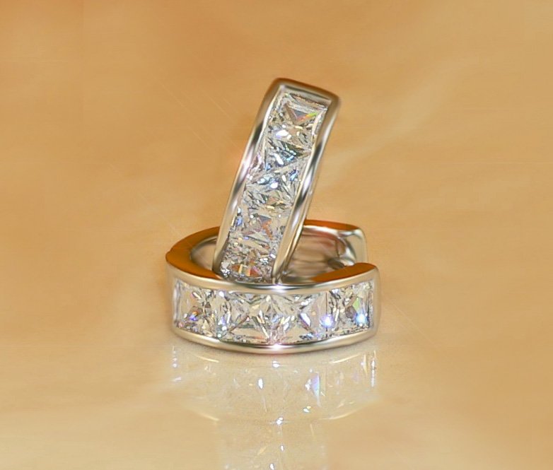 FREE SHIPPING 2ct 8-pc PRINCESS RUSSIAN SIMULATE DIAMOND EARRINGS