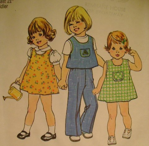 Vintage Sewing Pattern 1976 Simplicity 7364 Toddler Dress Top Pants