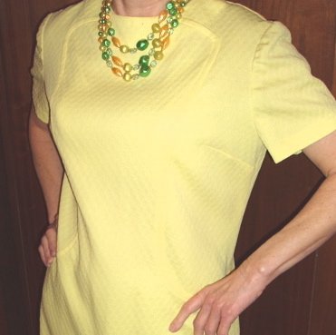 Vintage Dress Womens Yellow Short Sleeve