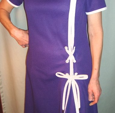 Vintage Dress Womens Purple Short Sleeve