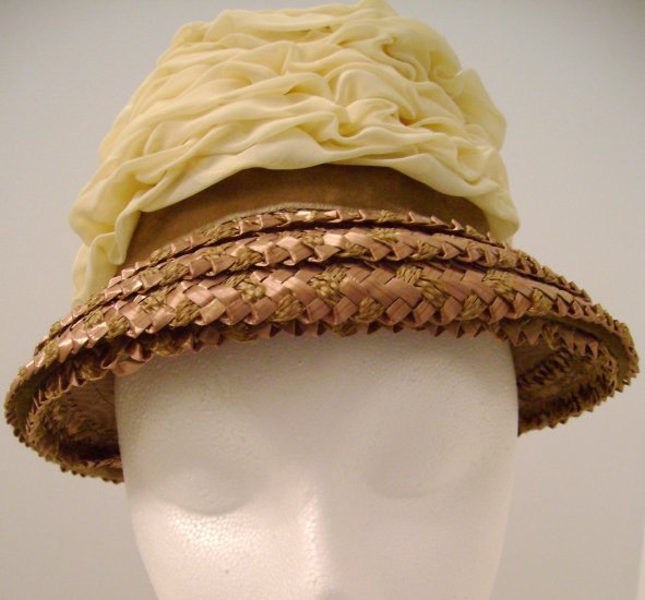Vintage Hat Straw Sheer Cream