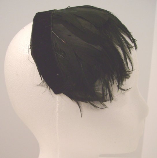 Vintage Headpiece/ Hat Black Feathers