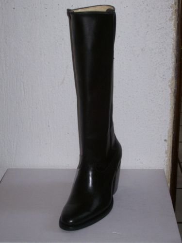 ROUND TOE BLACK MEN SZ 8 COWBOY BOOT 16" WITH ZIPPER