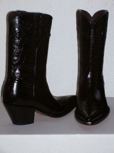 COWBOY BOOTS WOMAN 11 black CROCODILE BELLY DESIGN