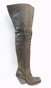tight 34 inches tall boots square toe, zipper and shoe laces 4 inch heels CUSTOM
