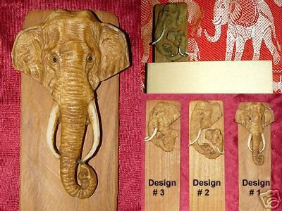 UNIQUE HANDCRAFTED TEAK BOOKMARK BULL ELEPHANT #1 - FREE SHIPPING WORLDWIDE