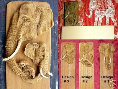 WHOLESALE LOT of 12 TEAK BOOKMARKS: TUSKED ASIAN BULL ELEPHANTS #2- FREE SHIPPING WORLDWIDE