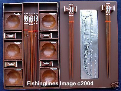 PRESENTATION NAT. ROSEWOOD Chopstick Set (6 pairs of chop sticks): ROYAL BARGE Case - FREE Shipping