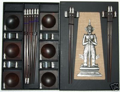 PRESENTATION EBONY ROSEWOOD CHOPSTICK SET (6 pairs of chop sticks): KHON CASE - FREE SHIPPING WWIDE