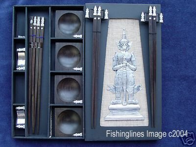 DELUXE EBONY ROSEWOOD CHOPSTICK SET (4 pairs of chop sticks): KHON CASE - FREE SHIPPING WORLDWIDE