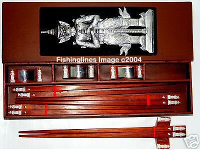 NATURAL ROSEWOOD CHOPSTICK SET (4 pairs of chop sticks): THAI KHON CASE - FREE SHIPPING WORLDWIDE
