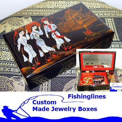Lacquer Ware SQUARE Jewelry Box with inlay Mother of Pearl – FREE Shipping WORLDWIDE