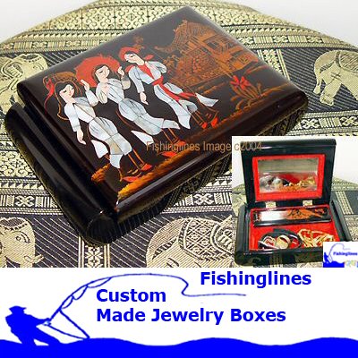 Lacquer Ware SQUARE OVAL Jewelry Box with inlay Mother of Pearl – FREE Shipping WORLDWIDE