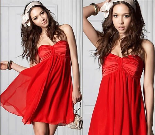 Off Shoulder Party Dress - red or black