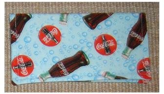 Checkbook Cover: Coca Cola Theme: Coke Bottles on Blue