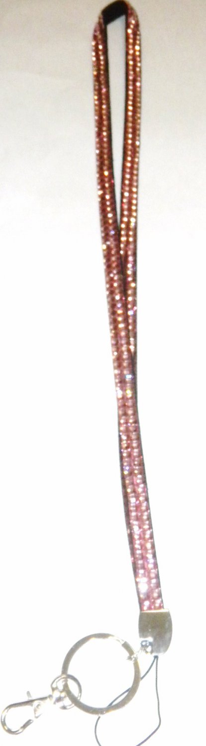 Rhinestone Lanyard Identification Holder Pink/Black 28"