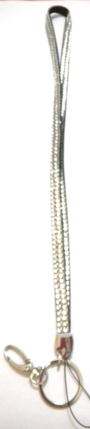 Rhinestone Lanyard Identification Holder White/Black 28"