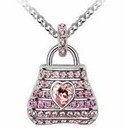 Swarovski Crystal Pink Handbag Pendant Necklace