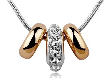 Swarovski Crystal Rose Gold and Crystal Rings Pendant Necklace