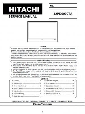 free hitachi projection tv repair manuals