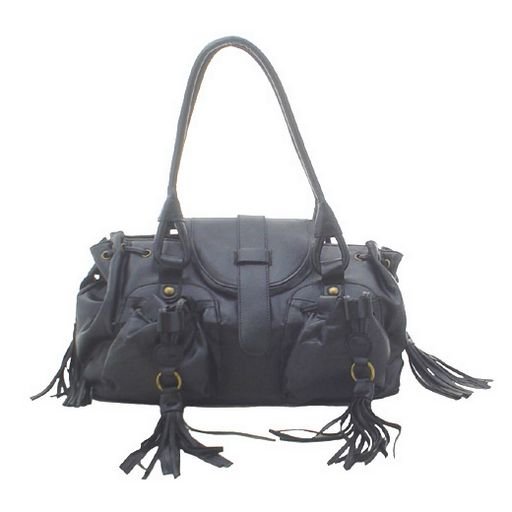 Designer Double Pocket Shoulder Bag (Black)