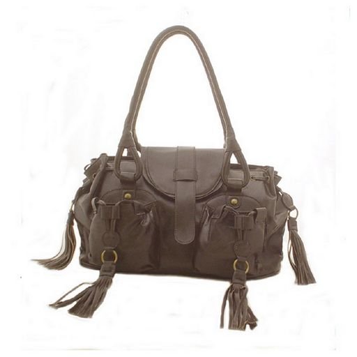 Designer Double Pocket Shoulder Bag (Dark Brown)