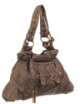 brown gold studded purse handbag double strap
