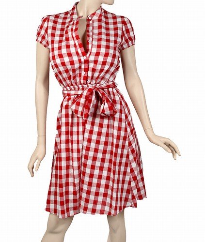 Retro 50's 60's retro style cotton and linen dress red/white