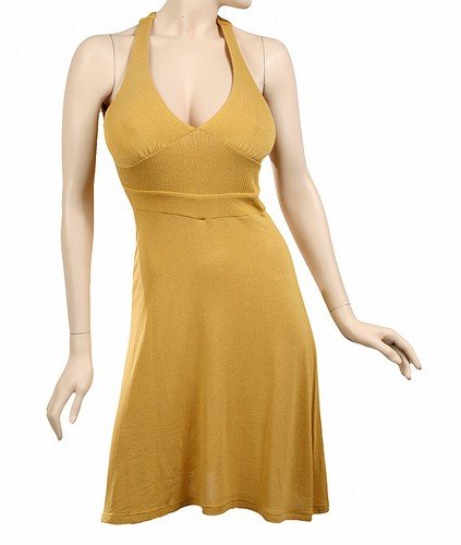 gold mustard large halter dress size large 12-14