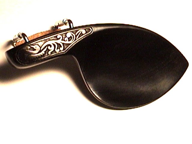 43103 Carved Swan Ebony Chr or Gldn Violin Chinrest