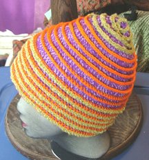 Purple and lime crochet hat